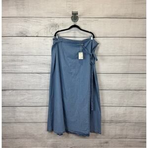 A New Approach Plus Size Chambray Blue Wrap Midi Skirt Size 22W